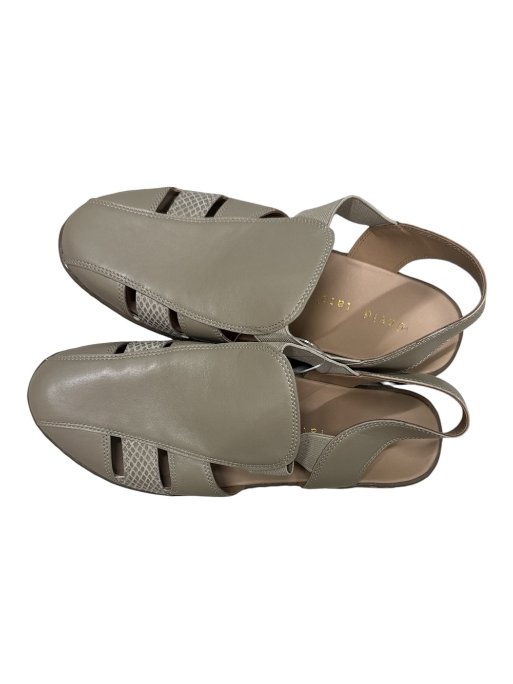 Neutral Beige Slingback Leather Sandals